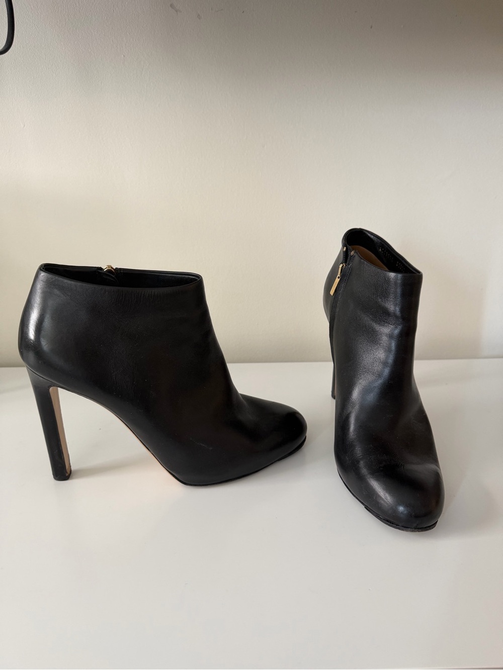 Salvatore Ferragamo Black Leather High-Heel Ankle Boots